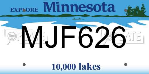 MJF626 Minnesota License Plate