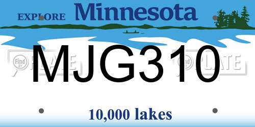 MJG310 Minnesota License Plate