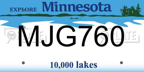 MJG760 Minnesota License Plate