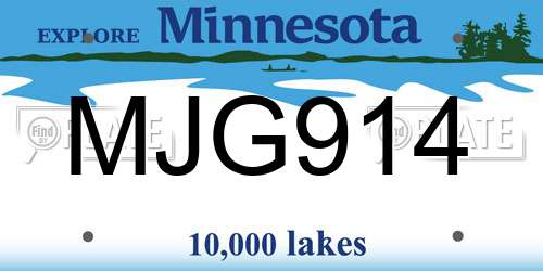 MJG914 Minnesota License Plate