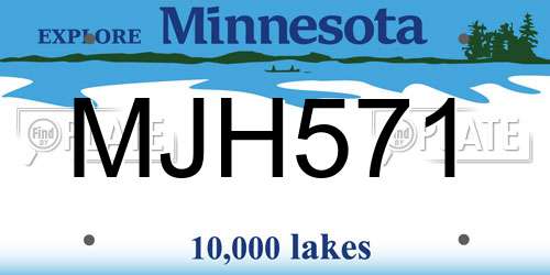 MJH571 Minnesota License Plate