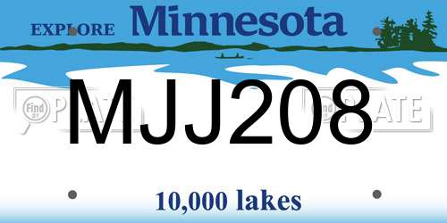 MJJ208 Minnesota License Plate