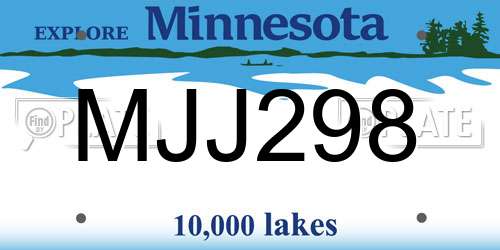 MJJ298 Minnesota License Plate