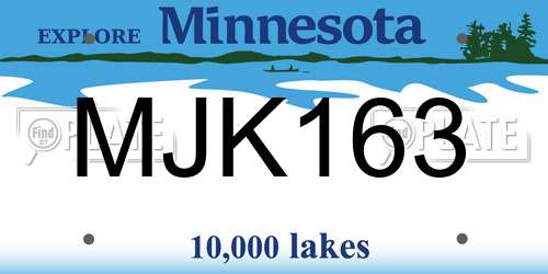 MJK163 Minnesota License Plate