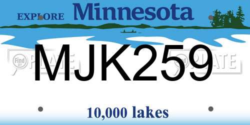 MJK259 Minnesota License Plate