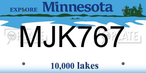 MJK767 Minnesota License Plate