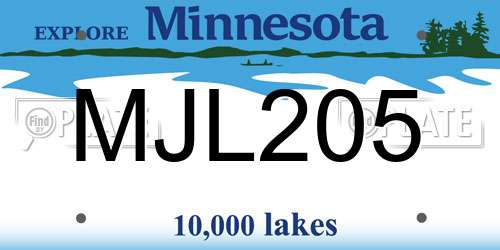 MJL205 Minnesota License Plate