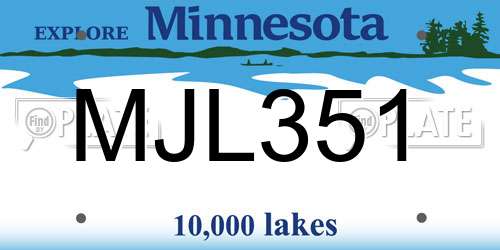 MJL351 Minnesota License Plate