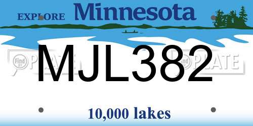 MJL382 Minnesota License Plate