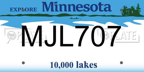 MJL707 Minnesota License Plate