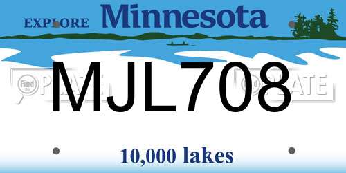 MJL708 Minnesota License Plate