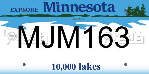 MJM163 Minnesota License Plate