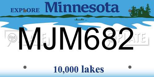 MJM682 Minnesota License Plate