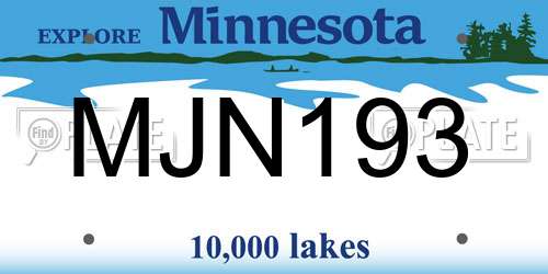 MJN193 Minnesota License Plate