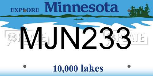 MJN233 Minnesota License Plate