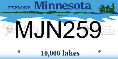 MJN259 Minnesota License Plate
