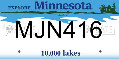 MJN416 Minnesota License Plate