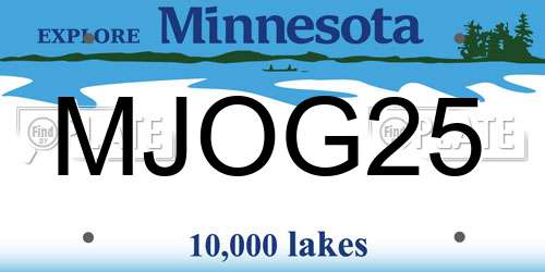 MJOG25 Minnesota License Plate