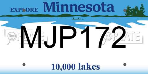 MJP172 Minnesota License Plate