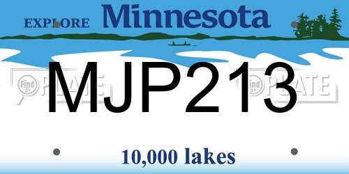 MJP213 Minnesota License Plate