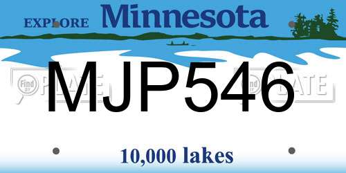 MJP546 Minnesota License Plate