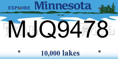 MJQ9478 Minnesota License Plate