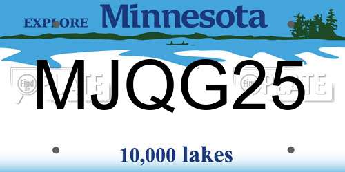 MJQG25 Minnesota License Plate
