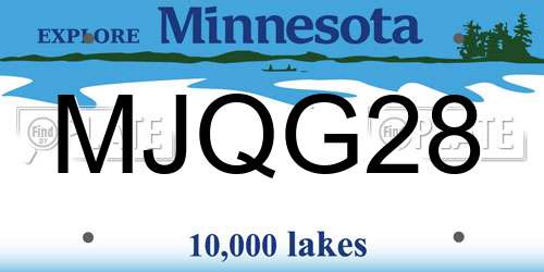 MJQG28 Minnesota License Plate