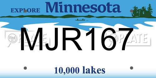 MJR167 Minnesota License Plate