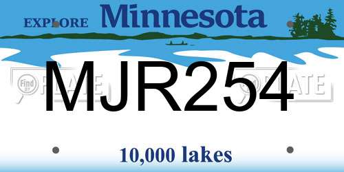 MJR254 Minnesota License Plate