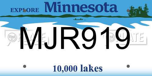 MJR919 Minnesota License Plate