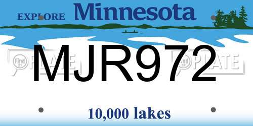 MJR972 Minnesota License Plate