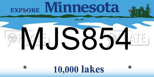 MJS854 Minnesota License Plate