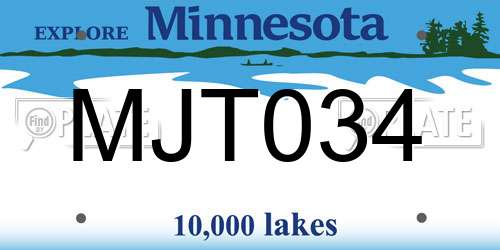 MJT034 Minnesota License Plate
