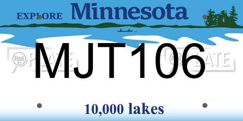 MJT106 Minnesota License Plate