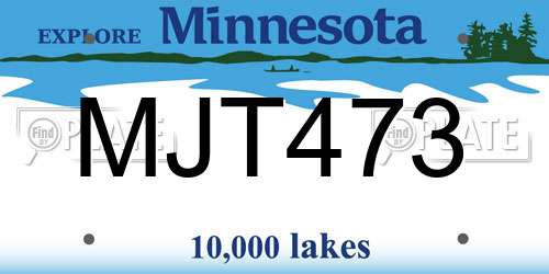 MJT473 Minnesota License Plate