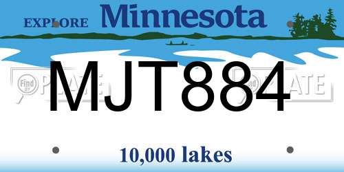 MJT884 Minnesota License Plate