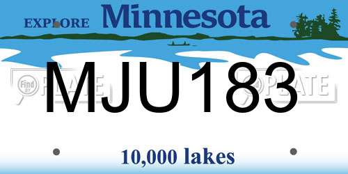 MJU183 Minnesota License Plate