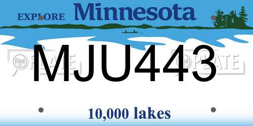 MJU443 Minnesota License Plate