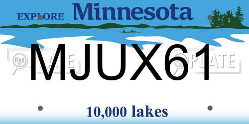 MJUX61 Minnesota License Plate