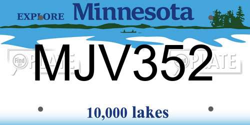 MJV352 Minnesota License Plate