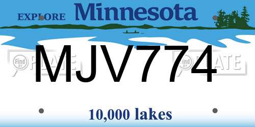 MJV774 Minnesota License Plate