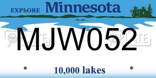 MJW052 Minnesota License Plate