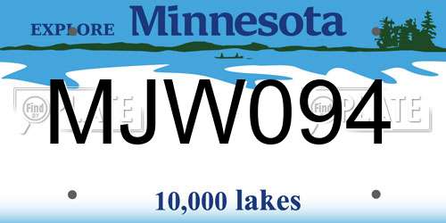 MJW094 Minnesota License Plate