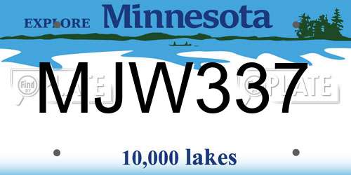 MJW337 Minnesota License Plate