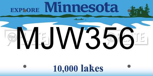 MJW356 Minnesota License Plate