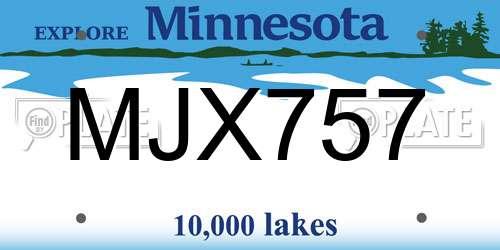 MJX757 Minnesota License Plate