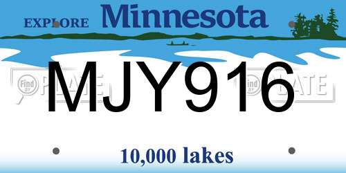 MJY916 Minnesota License Plate