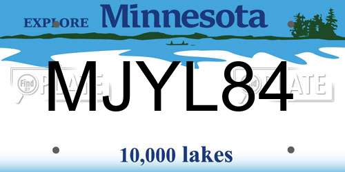 MJYL84 Minnesota License Plate