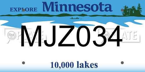 MJZ034 Minnesota License Plate